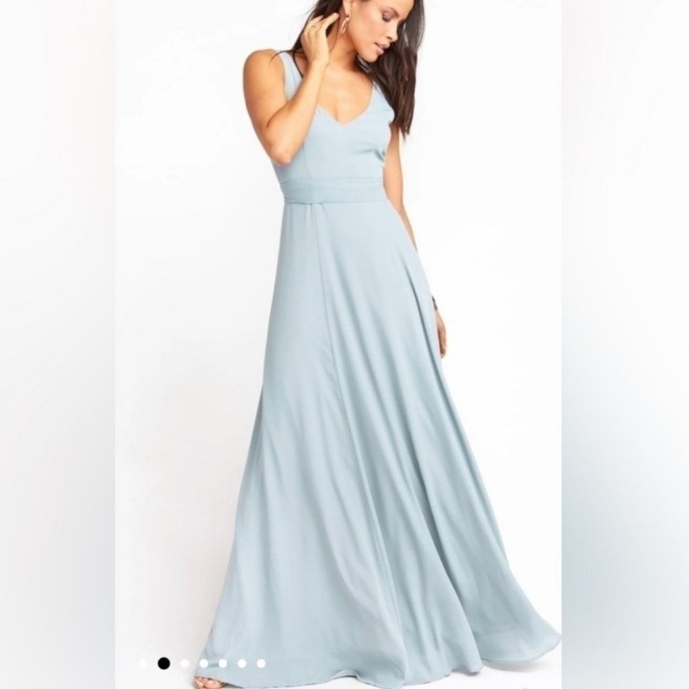 Show Me Your Mumu Jenn Maxi Dress Silver Sage Crisp NWT - Picture 2 of 11